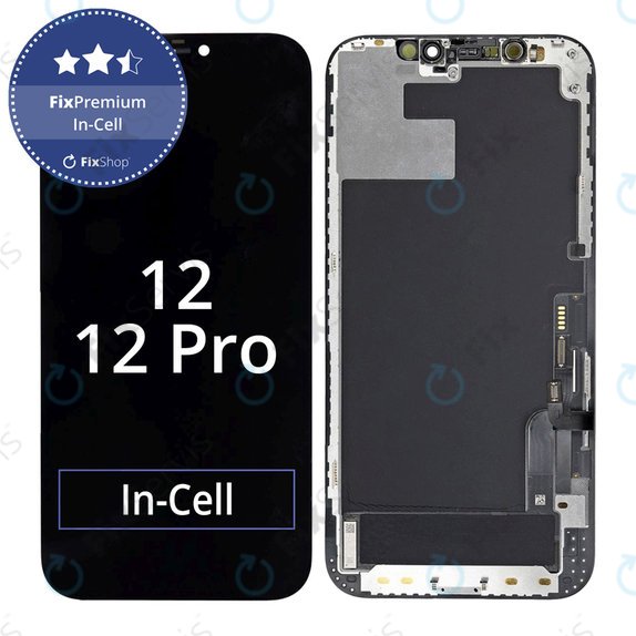 Displej In-Cell FHD pre iPhone 12, 12 Pro, Dotykové sklo s rámom, FixPremium