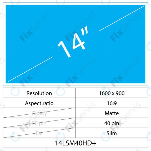 14 LCD Slim Matný 40 pin HD+