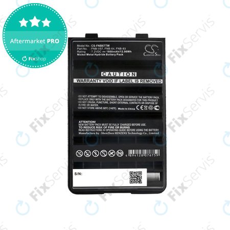 Batéria pre Standard Horizon HX600S, Vertex VX-427, 1800mAh, Ni-MH, 7.2V, FNB-V57H, HQ