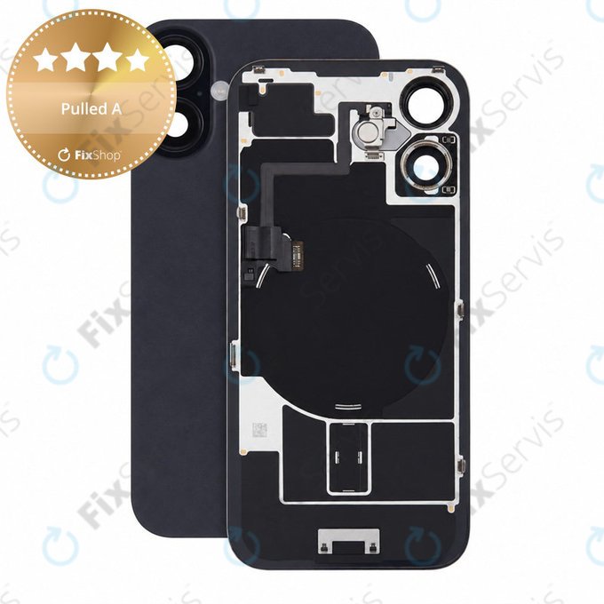 Sklo zadného housingu pre iPhone 16, Black, Pulled A