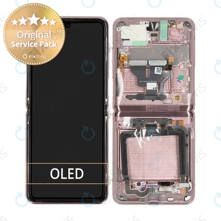 Samsung Galaxy Z Flip 5G F707B - LCD Displej + Dotykové Sklo + Rám (Mystic Bronze) - GH82-27359B Genuine Service Pack