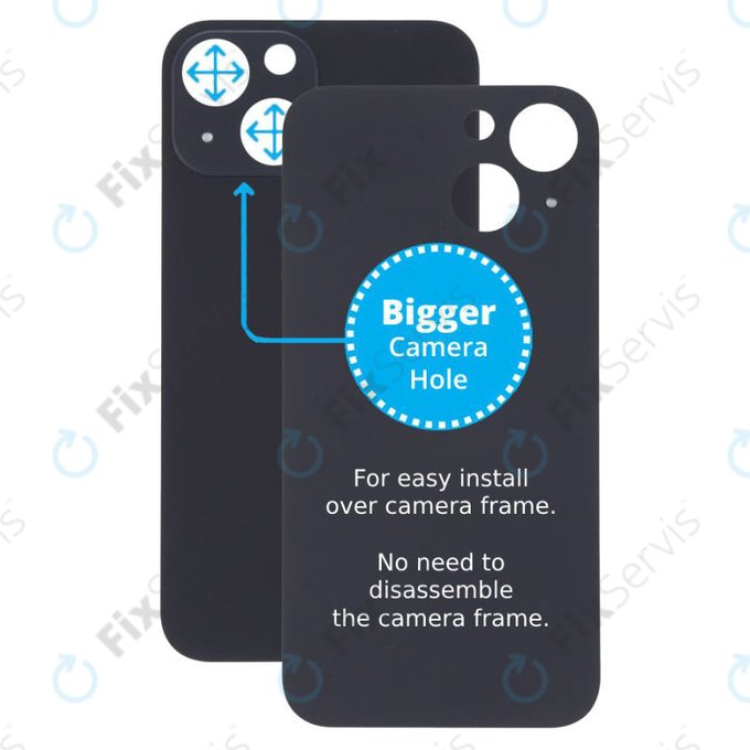 Apple iPhone 13 Mini - Sklo Zadného Housingu so Zväčšeným Otvorom na Kameru (Midnight)