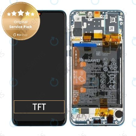 Huawei P30 Lite (2020) - LCD Displej + Dotykové Sklo + Rám + Batéria (Peacock Blue) - 02352PJP Genuine Service Pack