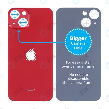 Apple iPhone 13 - Sklo Zadného Housingu so Zväčšeným Otvorom na Kameru (Red)