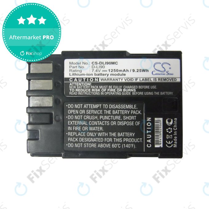 Batéria pre Pentax 645d, K-5, 1250mAh, Li-Ion, 7.4V, D-LI90, HQ