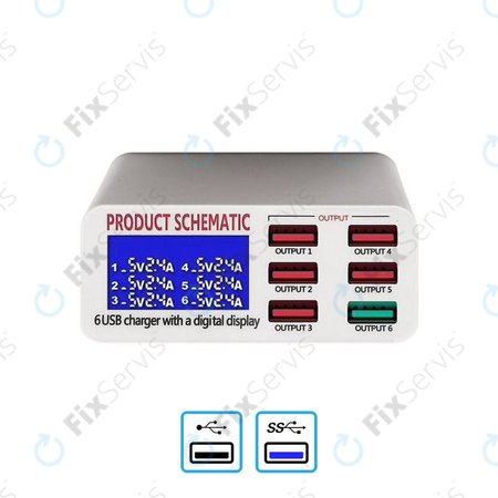 Product Schematic 896 - USB Servisná Nabíjacia Stanica s USB 3.0