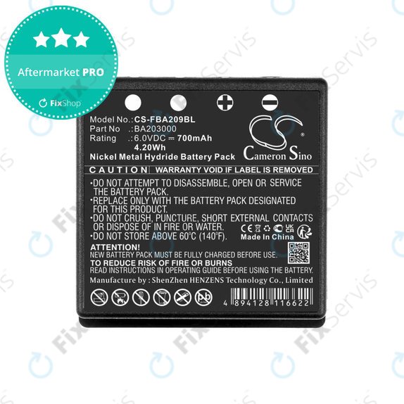 Batéria pre HBC Radiomatic Eco, 700mAh, Ni-MH, 6V, BA209060, HQ