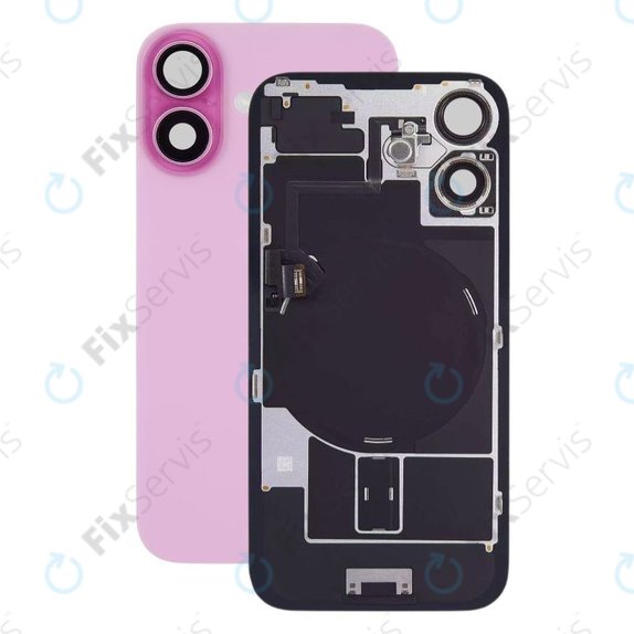 Apple iPhone 16 Plus - Sklo Zadného Housingu + Sklíčko Kamery + Kovový Pliešok + Magsafe Magnet (Pink)