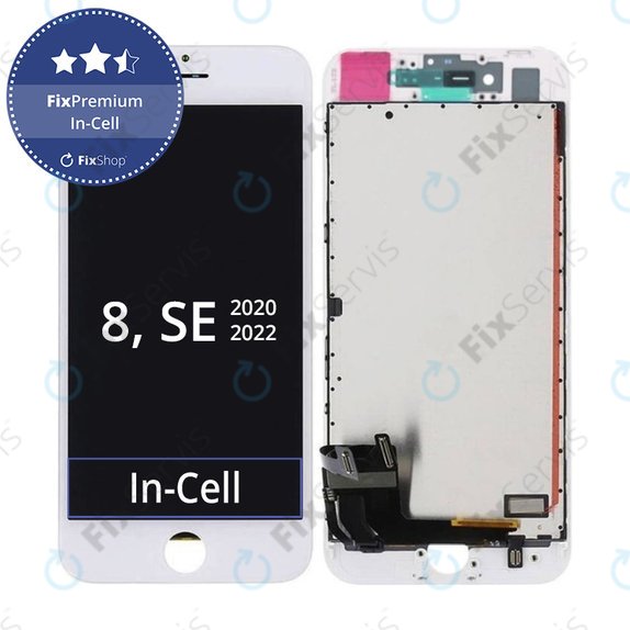Displej In-Cell pre iPhone 8, SE (2020), SE (2022), White, Dotykové sklo s rámom, FixPremium