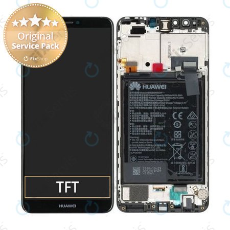 Huawei Y9 (2018) - LCD Displej + Dotykové Sklo + Rám + Batéria (Black) - 02351VFR, 02351VFS Genuine Service Pack