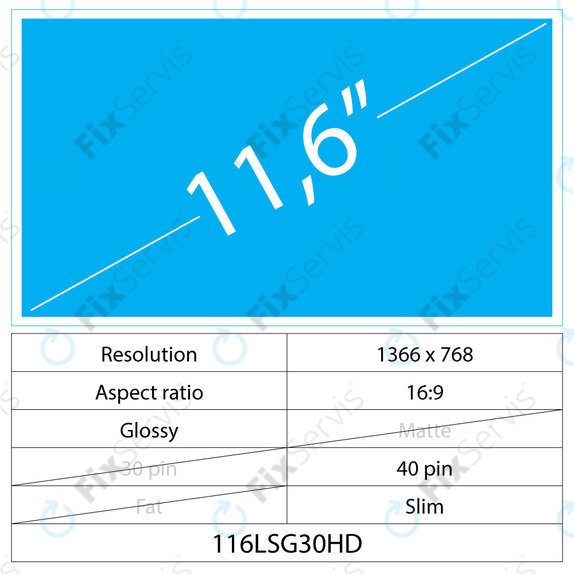 11.6 LCD Slim Lesklý 40 pin HD