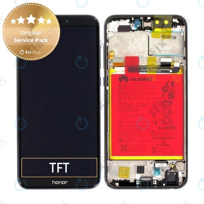 Huawei Honor 9 Lite - LCD Displej + Dotykové Sklo + Rám + Batéria (Midnight Black) - 02351SNN Genuine Service Pack