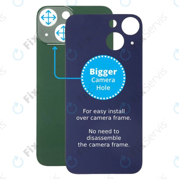 Apple iPhone 13 Mini - Sklo Zadného Housingu so Zväčšeným Otvorom na Kameru (Green)