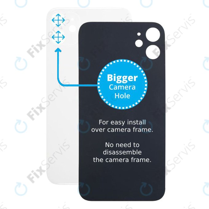 Apple iPhone 11 - Sklo Zadného Housingu so Zväčšeným Otvorom na Kameru (White)