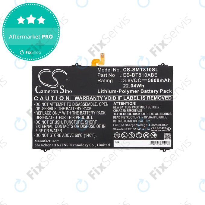 Batéria pre Samsung Galaxy Tab S2, 5800mAh, Li-Pol, 3.8V, EB-BT810ABE, HQ