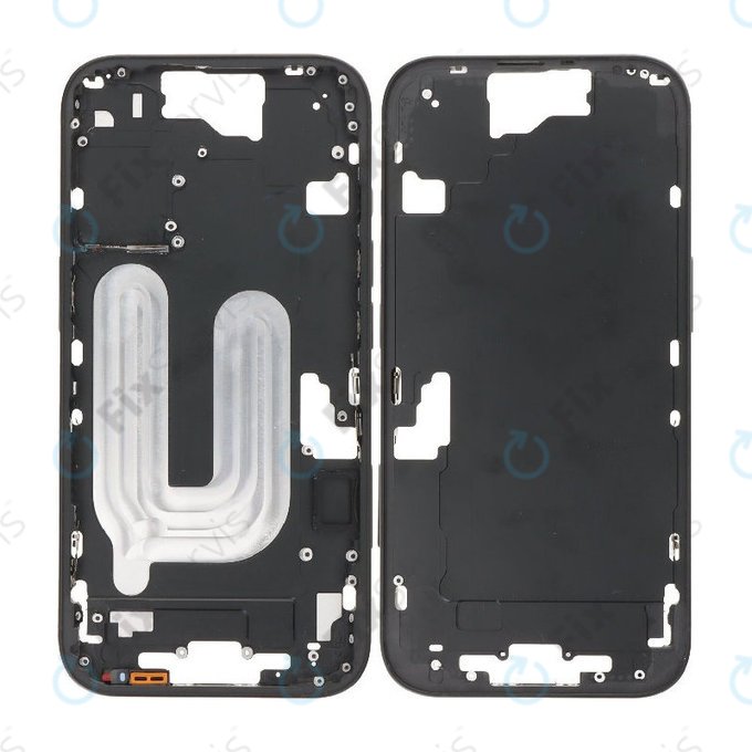 Apple iPhone 16 - Stredný Rám + Tlačidlá Zapínania + Hlasitosti (Black)