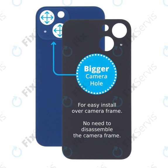 Apple iPhone 13 Mini - Sklo Zadného Housingu so Zväčšeným Otvorom na Kameru (Blue)