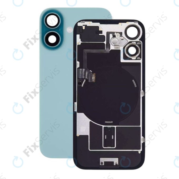Apple iPhone 16 - Sklo Zadného Housingu + Sklíčko Kamery + Kovový Pliešok + Magsafe Magnet (Teal)