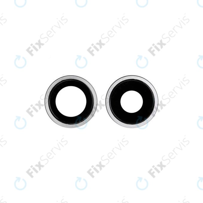 Apple iPhone 11 - Sklíčko Zadnej Kamery s Rámom (White) - 2ks