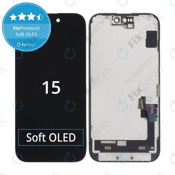 Displej Soft OLED pre iPhone 15, Dotykové sklo s rámom, DIAGNOSTIC