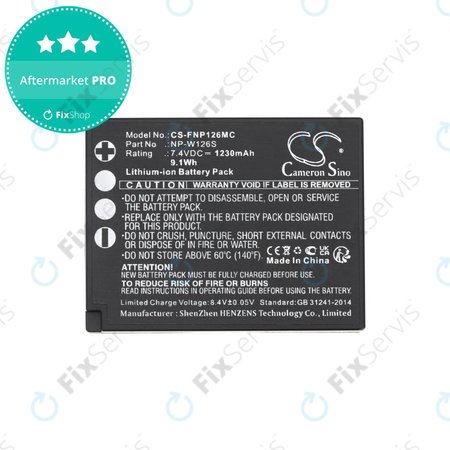 Batéria pre Fujifilm Finepix Hs30, X-T30, 1230mAh, Li-Ion, 7.4V, NP-W126S, HQ