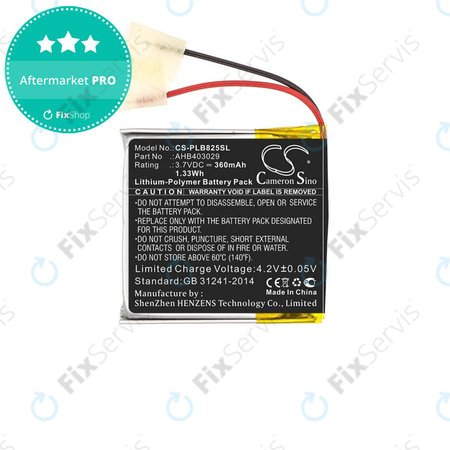 Batéria pre Plantronics Voyager Focus B825, 360mAh, Li-Pol, 3.7V, AHB403029, HQ