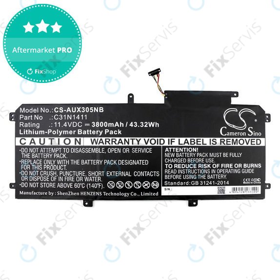 Batéria pre Asus Zenbook UX305, 3800mAh, Li-Pol, 11.4V, C31N1411, HQ