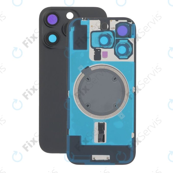 Apple iPhone 16 Pro - Sklo Zadného Housingu + Sklíčko Kamery + Kovový Pliešok + Magsafe Magnet (Black Titanium)