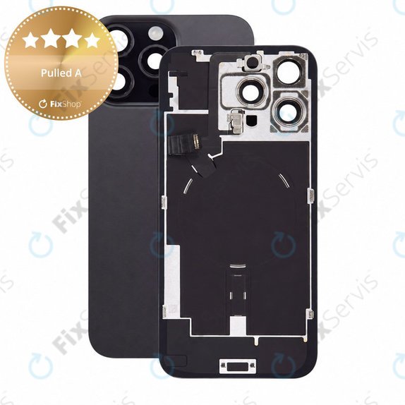 Sklo zadného housingu pre iPhone 16 Pro Max, Black Titanium, Pulled A