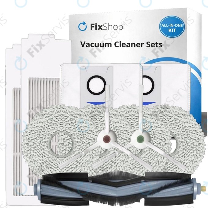 Sada náhradných dielov pre Ecovacs T20, T20 Max, T20 Pro (1x Hlavná kefa, 2x Filter, 2x Bočná kefa - Biela, 4x Mopovacia utierka, 2x Prachové vrecko)