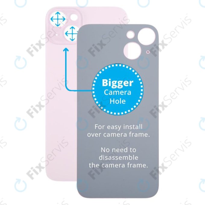 Apple iPhone 15 Plus - Sklo Zadného Housingu so Zväčšeným Otvorom na Kameru (Pink)