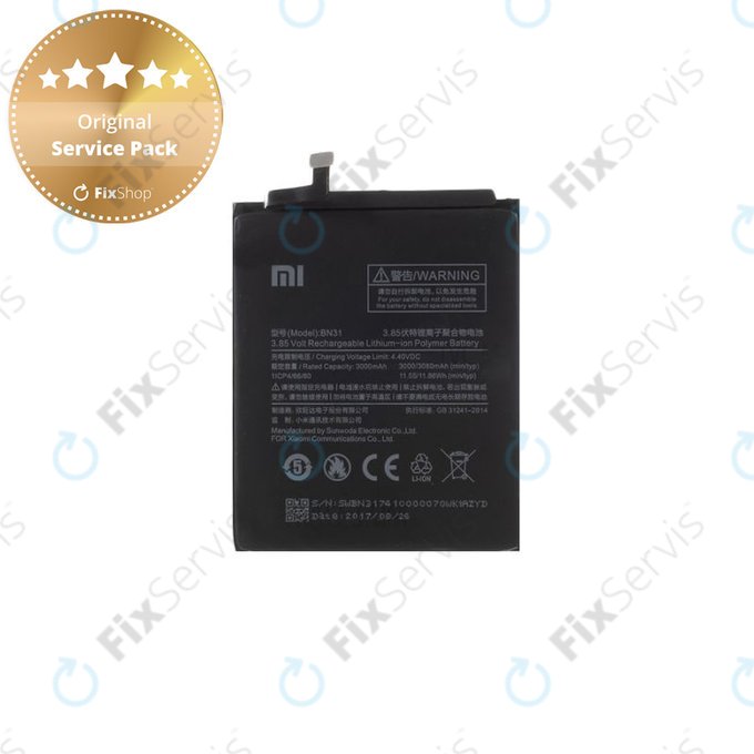 Xiaomi Redmi Note 5A, Redmi S2 (Redmi Y2) - Batéria BN31 3080mAh - 46BN31G05014 Genuine Service Pack