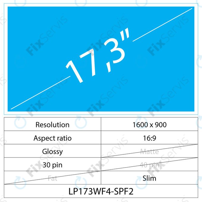 17.3 LCD Slim Lesklý 30 pin HD+