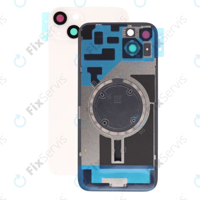 Apple iPhone 14 Plus - Sklo Zadného Housingu + Sklíčko Kamery + Kovový Pliešok + Magsafe Magnet (Starlight)