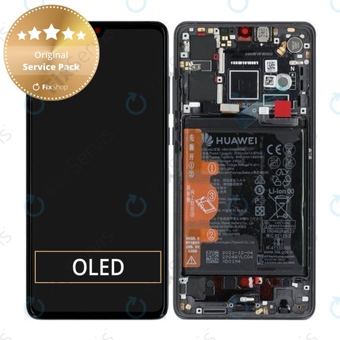 Huawei P30 - LCD Displej + Dotykové Sklo + Rám + Batéria (Black) - 02354HLT Genuine Service Pack