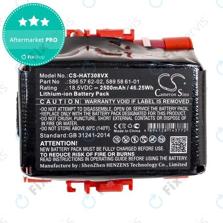 Batéria pre Gardena R40, R50, R70, R80, Husqvarna Automower 305, 2500mAh, Li-Ion, 18.5V, 586 57 62-02, HQ