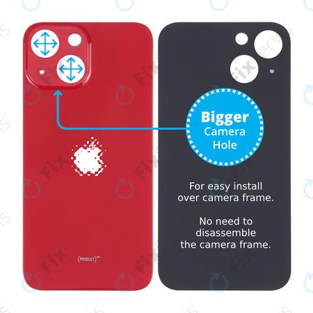 Apple iPhone 13 Mini - Sklo Zadného Housingu so Zväčšeným Otvorom na Kameru (Red)