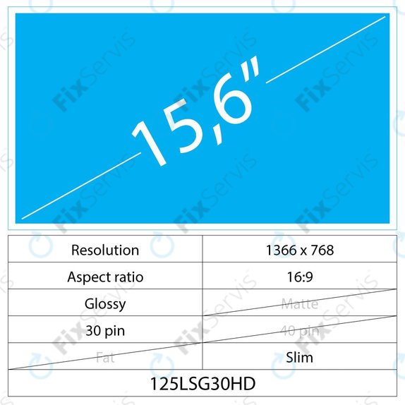 15.6 LCD Slim Lesklý 30 pin Full HD Bez úchytov