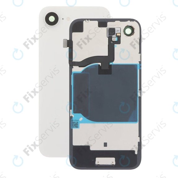 Apple iPhone 16e - Sklo Zadného Housingu + Sklíčko Kamery + Kovový Pliešok + Flex Kábel (White)