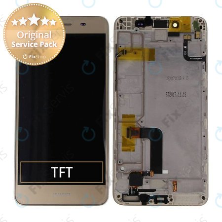 Huawei Y5 II 4G - LCD Displej + Dotykové Sklo + Rám (Sand Gold) - 97070NWB Genuine Service Pack