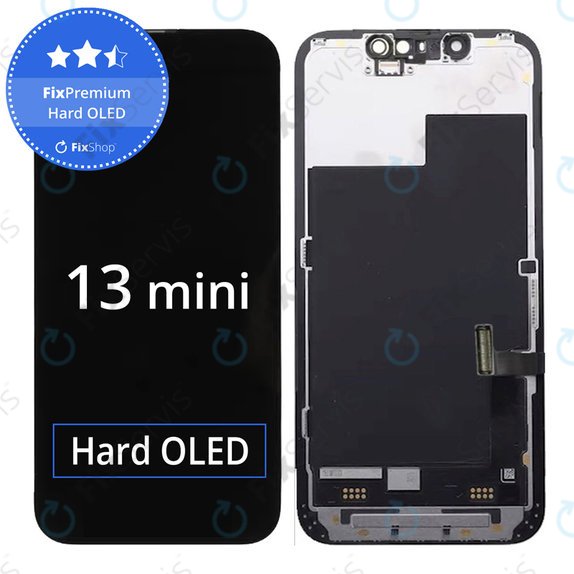 Displej Hard OLED pre iPhone 13 Mini, Dotykové sklo s rámom, FixPremium