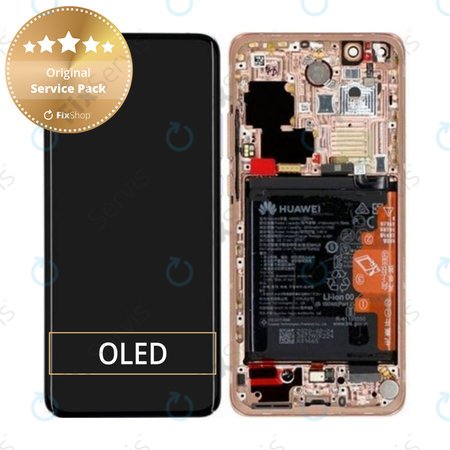Huawei P40 Pro - LCD Displej + Dotykové Sklo + Rám + Batéria + Senzor Odtlačku Prsta (Blush Gold) - 02353PJL Genuine Service Pack