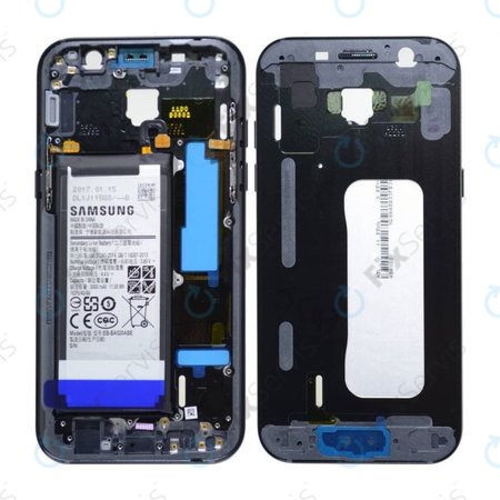 Samsung Galaxy A5 A520F (2017) - Stredný Rám + Batéria (Čierna) - GH82-13664A