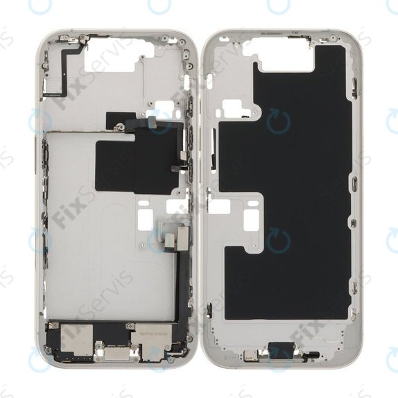 Apple iPhone 16 Pro - Stredný Rám + Tlačidlá Zapínania, Hlasitosti a Kamery (White Titanium)