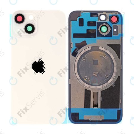 Apple iPhone 14 - Sklo Zadného Housingu + Sklíčko Kamery + Kovový Pliešok + Magsafe Magnet (Starlight)