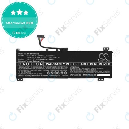 Batéria pre Lenovo IdeaPad Gaming 3, 3750mAh, Li-Pol, 11.52V, L20C3PC2, HQ