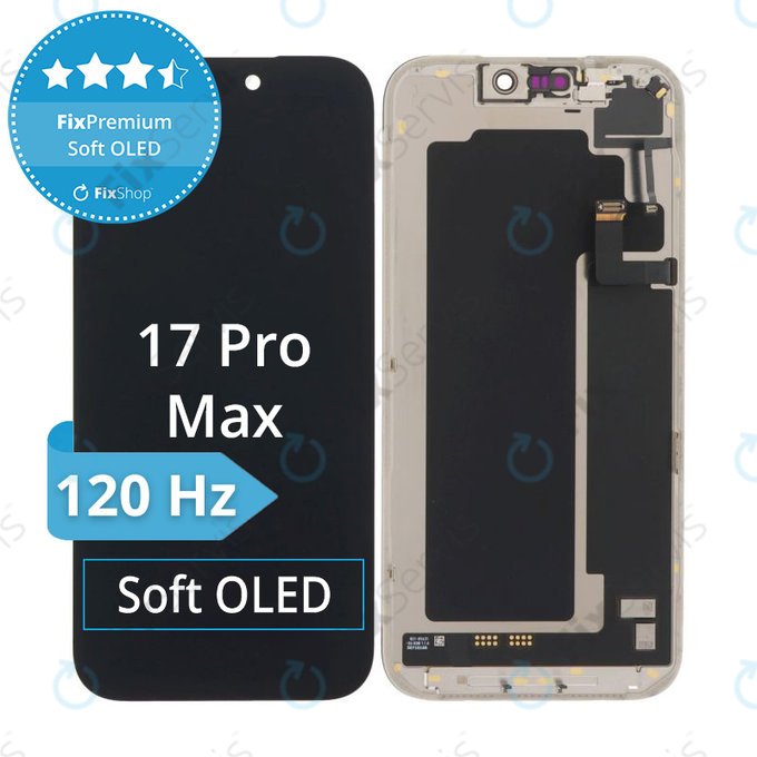 Displej Soft OLED 120Hz pre iPhone 17 Pro Max - Dotykové sklo + Rám, DIAGNOSTIC