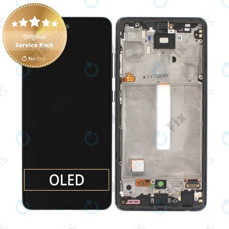 Samsung Galaxy A52 A525F, A526B - LCD Displej + Dotykové Sklo + Rám (Awesome Black) - GH82-25524A GH82-25526A, GH82-25754A, GH82-25602A Genuine Service Pack
