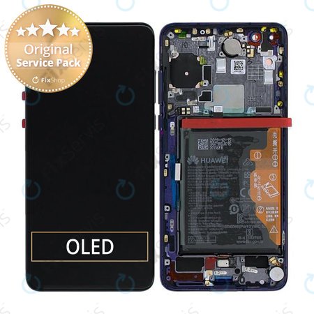 Huawei P40 - LCD Displej + Dotykové Sklo + Rám + Batéria (Deep Sea Blue) - 02353MFU Genuine Service Pack