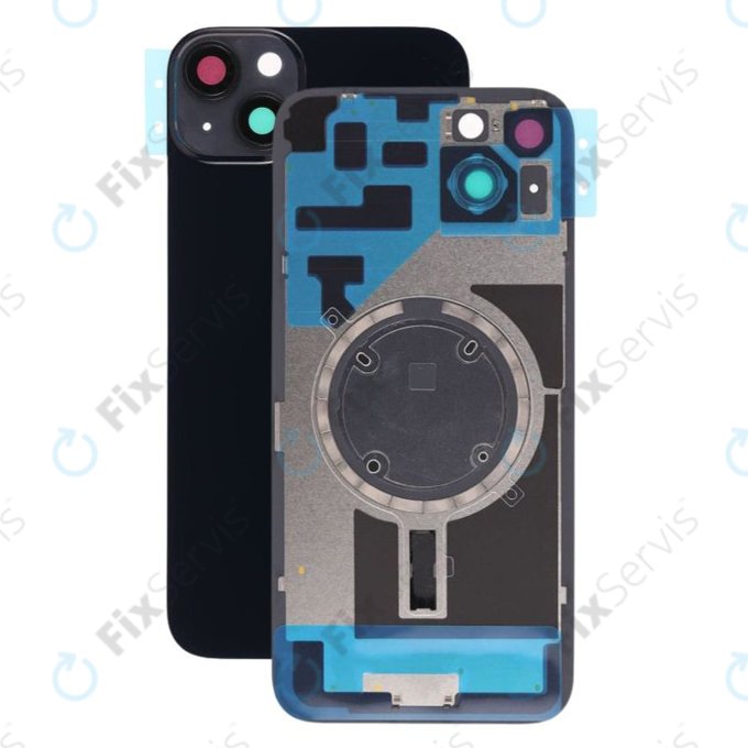 Apple iPhone 14 Plus - Sklo Zadného Housingu + Sklíčko Kamery + Kovový Pliešok + Magsafe Magnet (Midnight)